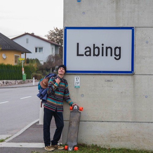 three friends longboarding the Danube cycling path