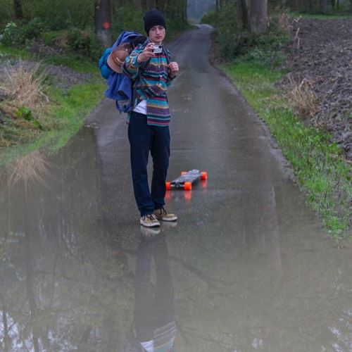 three friends longboarding the Danube cycling path